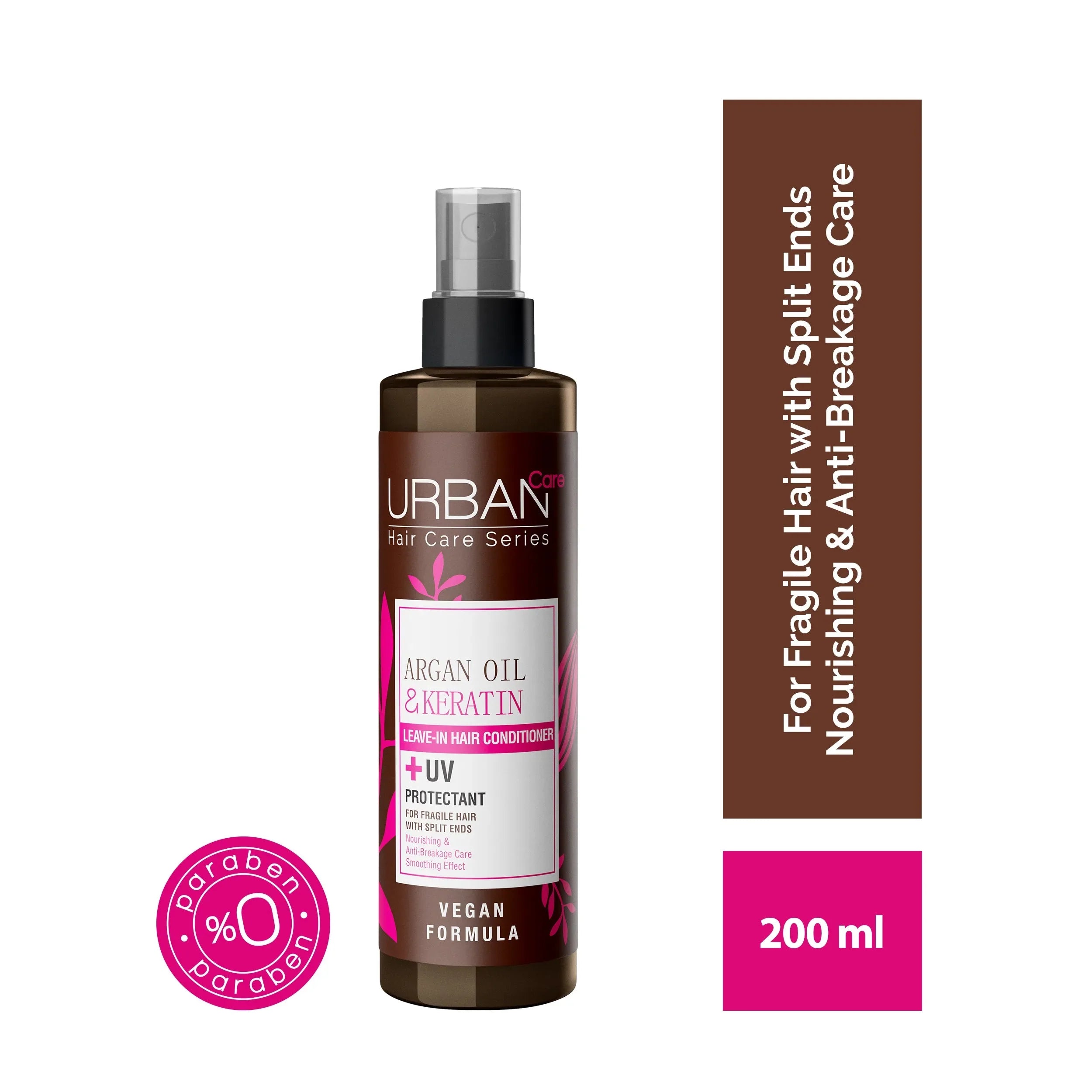 Urban Care Argan Oil & Keratin 2-Phase Leave-In Conditioner Spray 200ml for Hair Repair and Shine