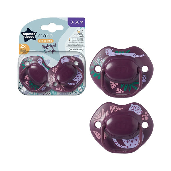 orthodontic tommee tippee me me Tommee Tippee Moda Soother Midnight Jungle 2x 18-36m – the health