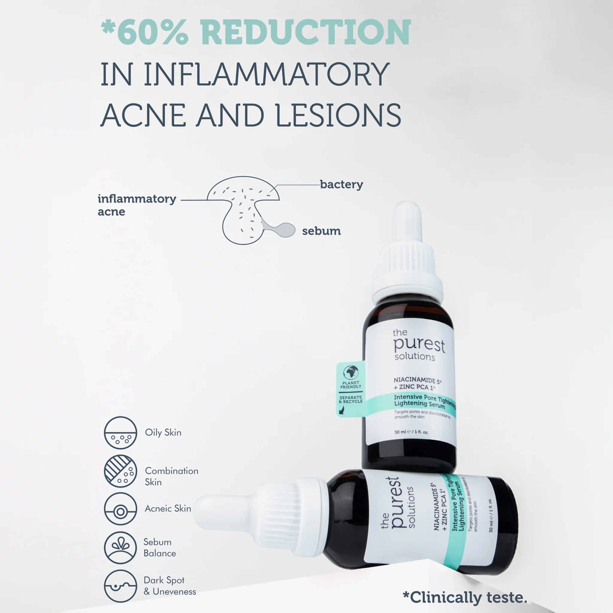 The Purest Solutions Pore Tightening and Lightening Serum Niacinamide 5% Zinc 1% for pore care 30ml Health Boutique