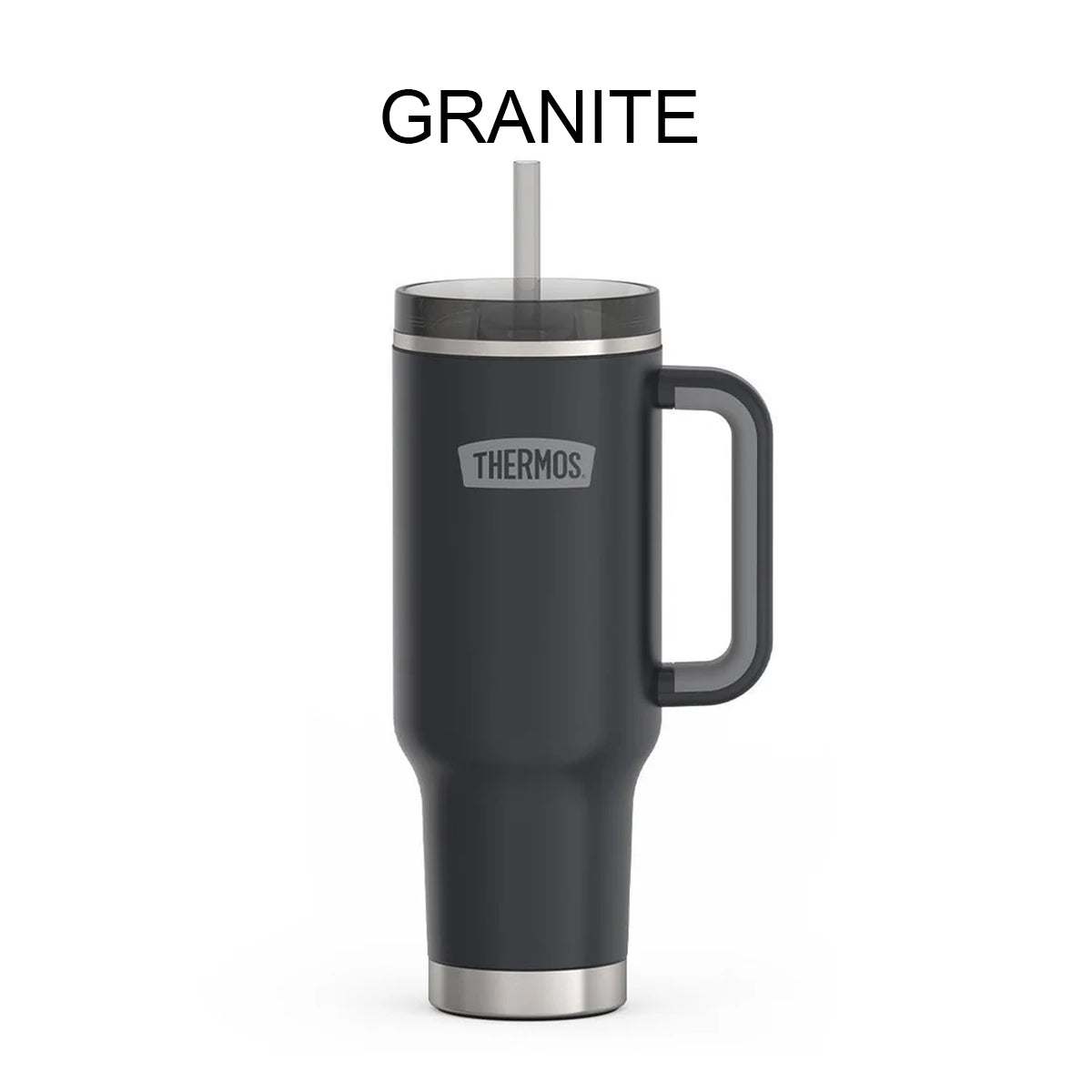 Thermos TS1802GT 1200ml granite stainless steel vacuum insulated travel mug dual function lid straw Health Boutique