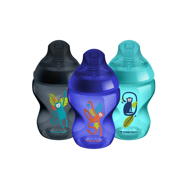Tommee Tippee Kit Biberon Closer To Nature 6 Pezzi – Tettarella Simil-seno, Flusso Lento, Valvola Anticolica, Blu, 0+ Mesi