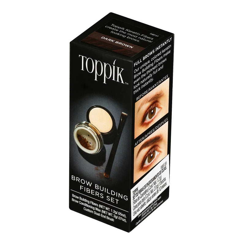 Toppik Brow Building Fiber Set Dark Brown fuller natural eyebrows eyebrow fiber kit Health Boutique