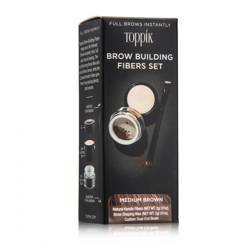 Toppik Brow Building Fiber Set Medium Brown fuller natural eyebrows eyebrow fiber kit Health Boutique