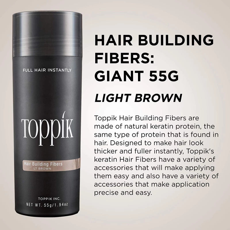 Toppik Hair Building Fibers Light Brown 55g instant fuller hair for thinning hair Health Boutique
