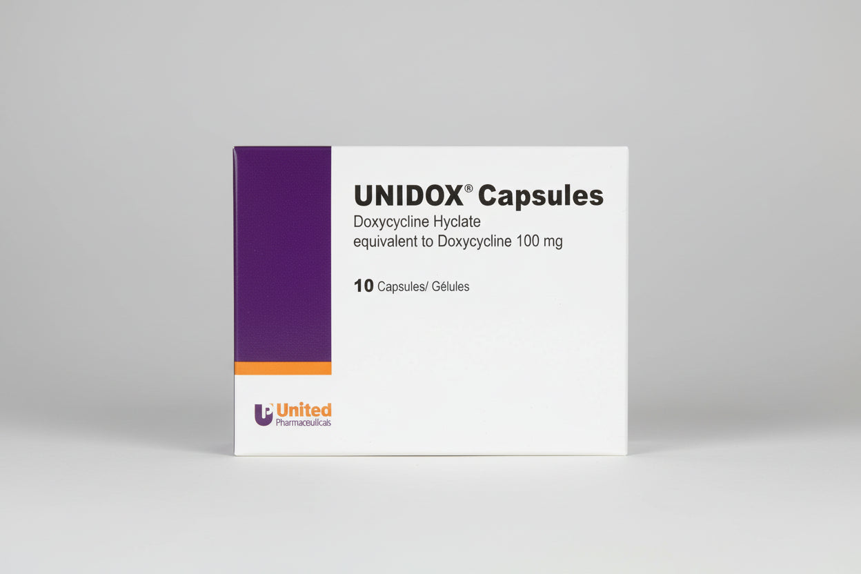 UNIDOX® 100 MG (10 Capsules) – Doxycycline Antibiotic Therapy