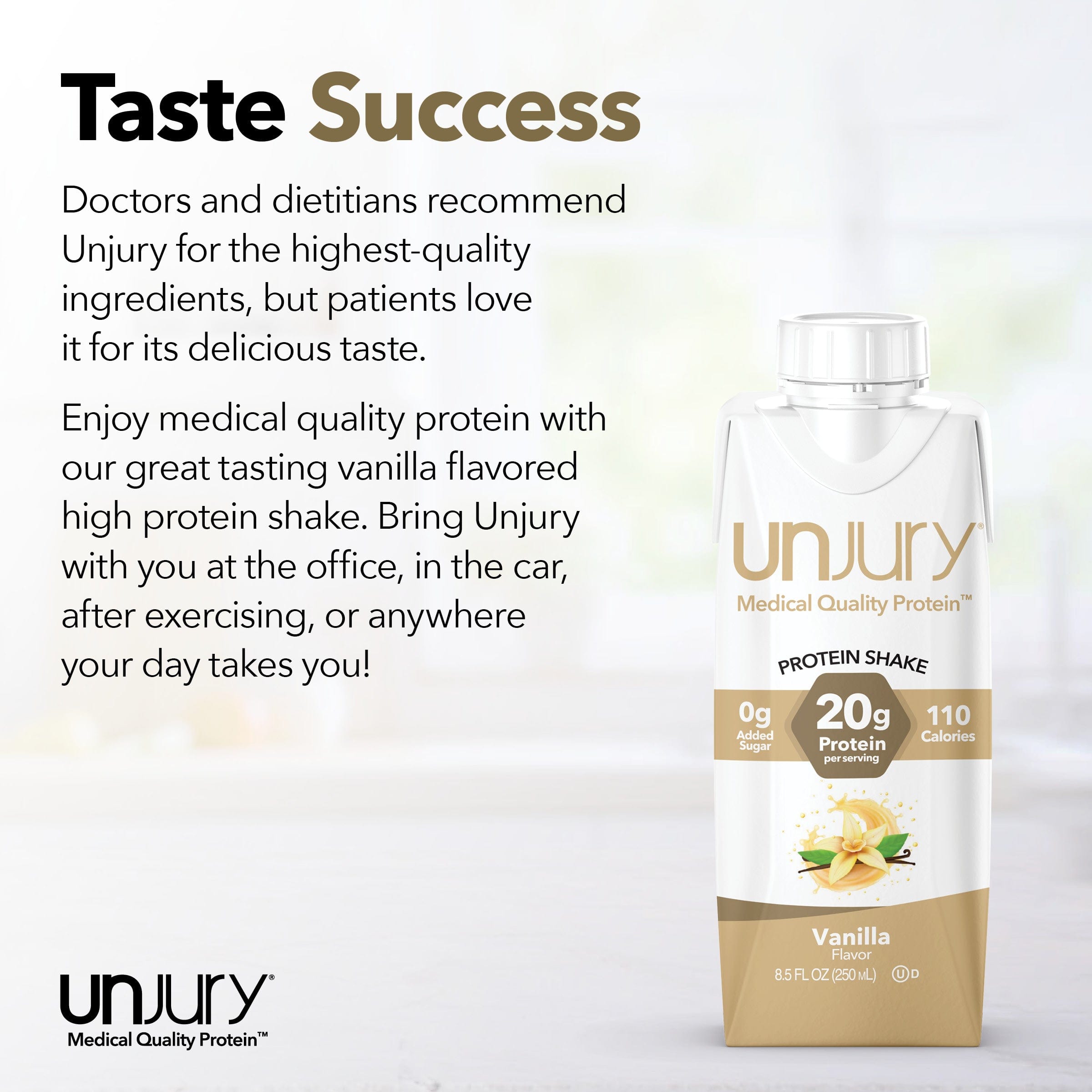Unjury Vanilla High Protein Shake - Ready-to-Drink Nutritional Supplement (12-Pack)
