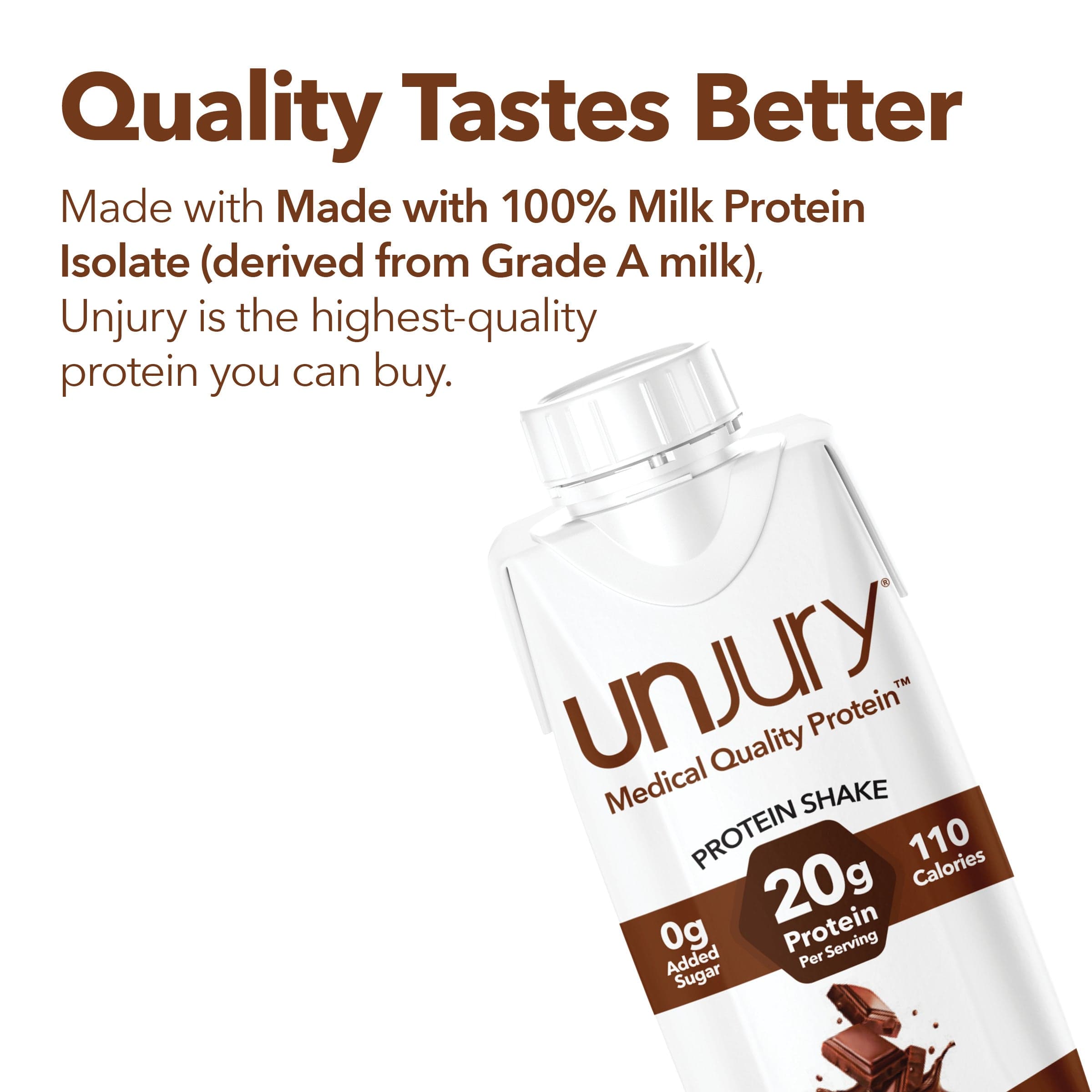 Unjury Rich Chocolate High Protein Shake - Ready-to-Drink, 12-Pack Case