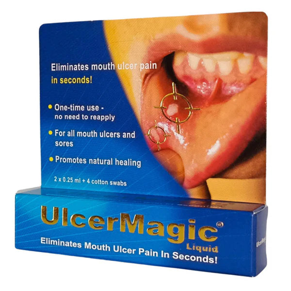 UlcerMagic® Liquid (2 × 0.25 Ml) + Cotton Swab (4) – Mouth Ulcer Treatment