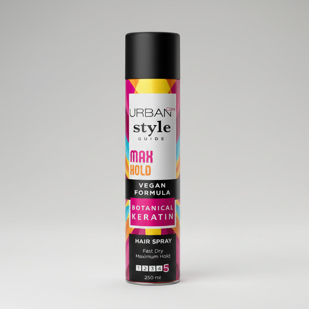 Urban Care Style Guide Max Hold 250ml professional hairspray for long-lasting hold volume and UV protection – Health Boutique