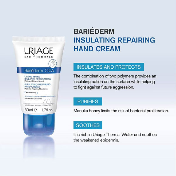 Uriage Bariéderm-Cica Regenerating Protective Hand Cream 50ml for dry and damaged hands Health Boutique