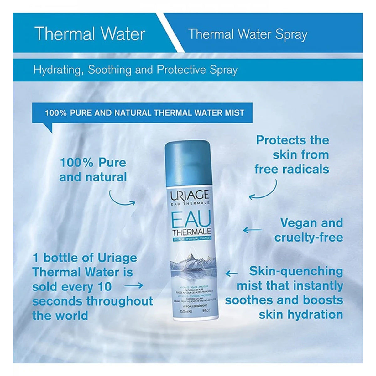 Uriage Eau Thermale Thermal Water Spray 150ml soothing mineral mist for sensitive skin hydration Health Boutique
