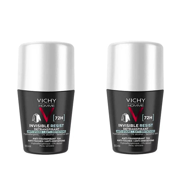 Vichy Invisible Resist 72H Anti-Stain Anti-Irritation Deodorant Roll-On 50ml Twin Pack Health Boutique