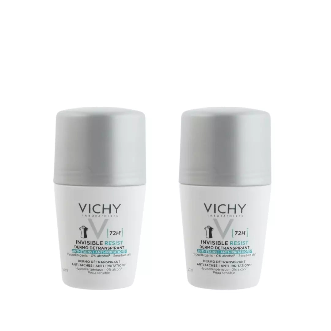 Vichy Invisible Resist 72H Anti-Stains Hypoallergenic Deodorant Roll-On Duo Pack Health Boutique