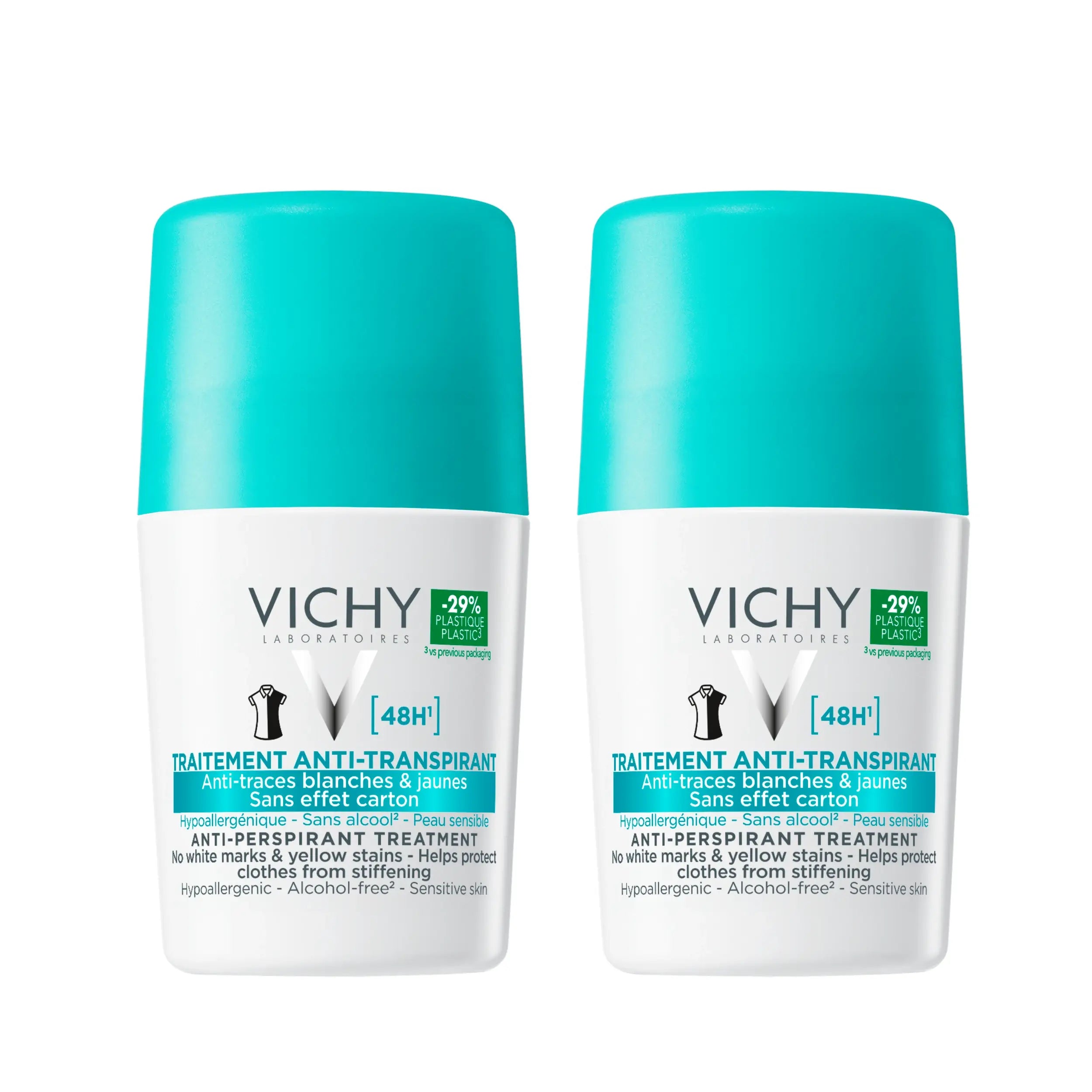 Vichy 48H Hypoallergenic Anti-Perspirant Roll-On Deodorant Sensitive Skin 50ml Duo Pack Health Boutique