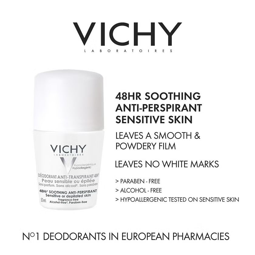 Vichy 48H Soothing Anti-Perspirant Roll-On Deodorant Sensitive Skin 50ml Health Boutique