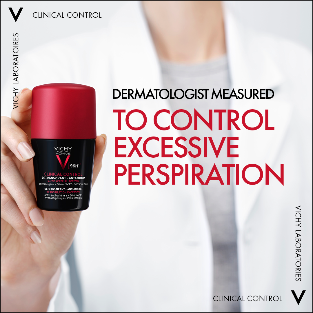 Vichy Clinical Control 96H Antibacterial Deodorant Roll-On For Men 50ml Zinc PCA Health Boutique