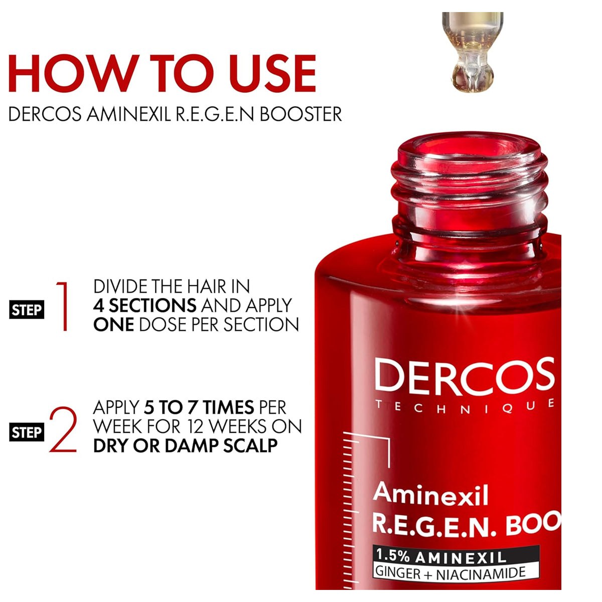 Vichy Dercos Aminexil R.E.G.E.N. hair serum 90ml niacinamide ginger root scalp strengthening anti hair loss serum Health Boutique