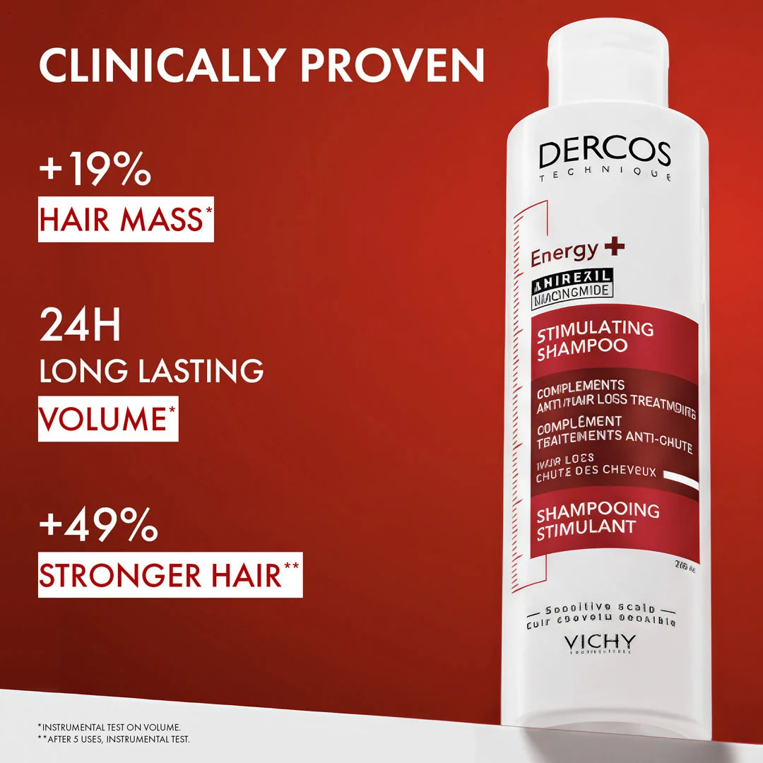 Vichy Dercos Energising Anti Hair Fall Shampoo Aminexil Niacinamide Panthenol 200ml Health Boutique