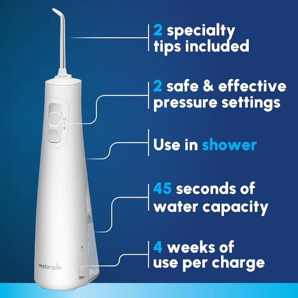 Waterpik Cordless Pulse WF-20 White – rechargeable portable water flosser for teeth, gums & braces, ADA accepted, available at HealthBoutiqueJo.com. Jordan