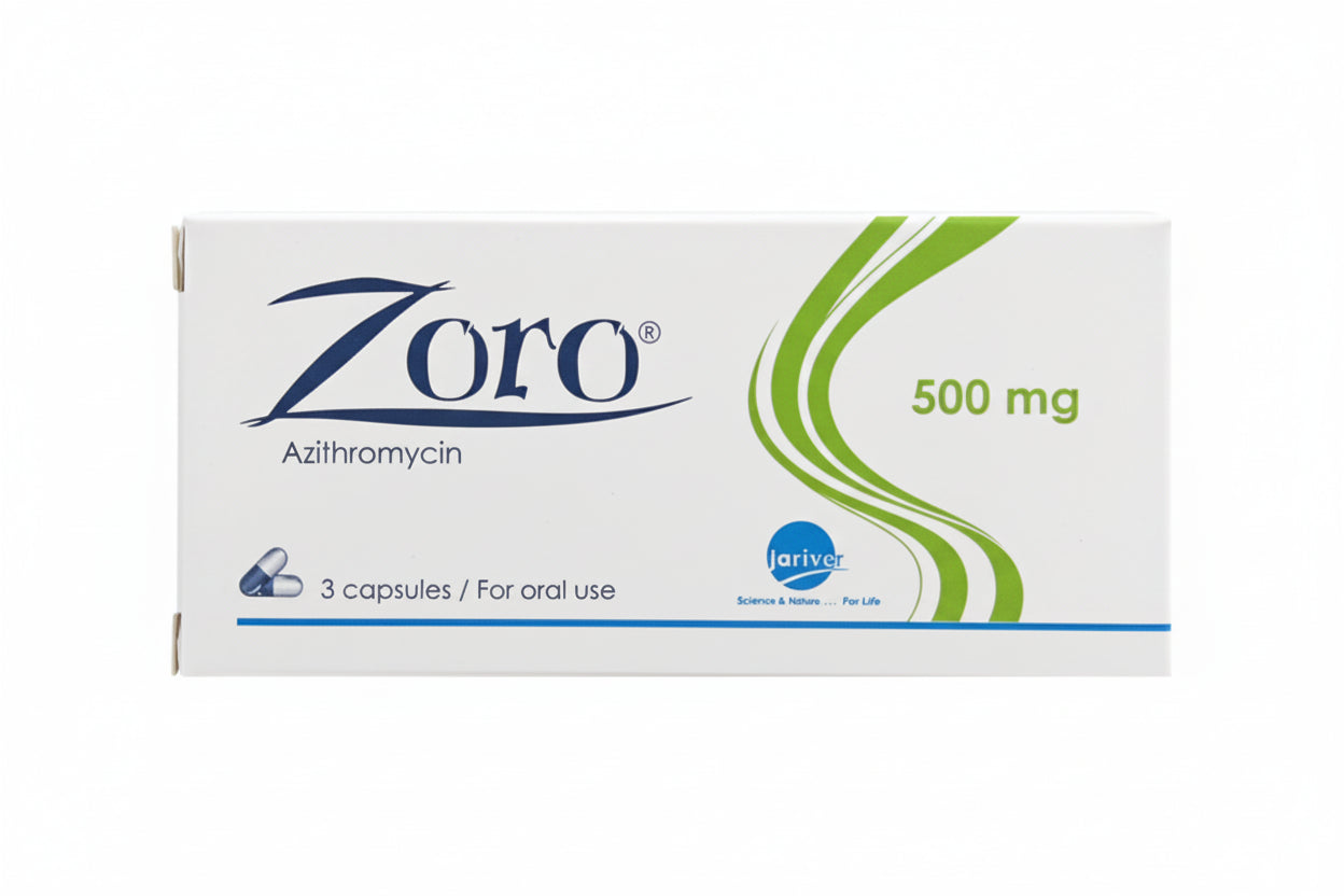 Zoro 500 mg capsules 3 azithromycin macrolide antibiotic bacterial infection treatment