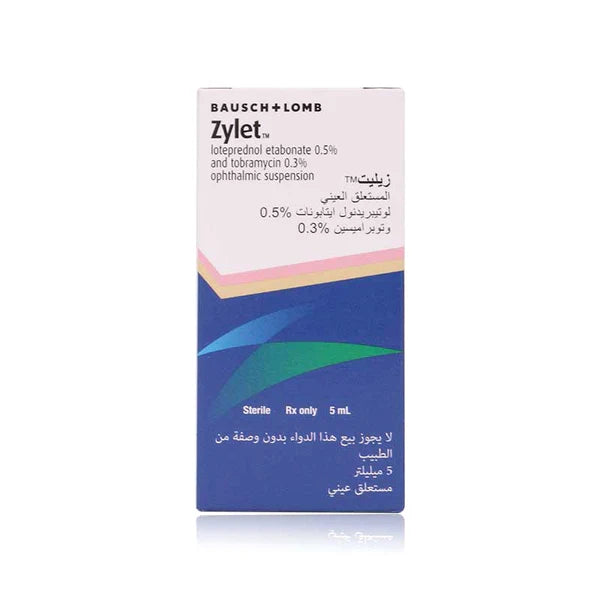 Zylet eye drops 5ml loteprednol 0.5% tobramycin 0.3% antibiotic anti inflammatory eye infection treatment Health Boutique