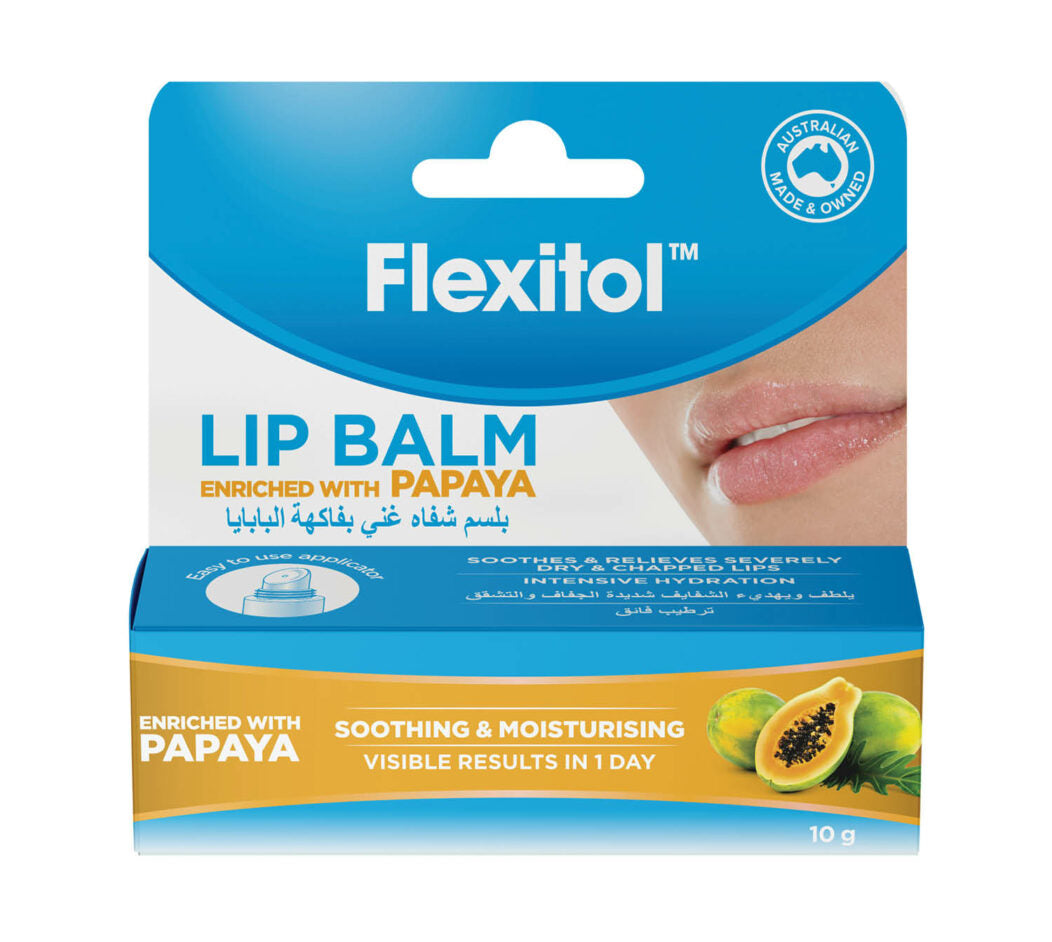 Flexitol Lip Balm with Natural Papaya Extract 10g - Intensive Hydration and Repair
