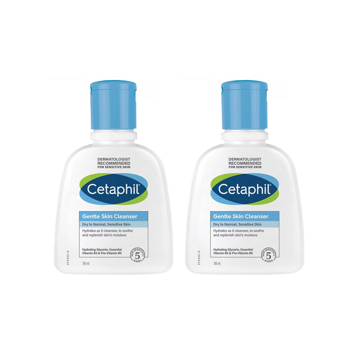 Cetaphil Gentle Skin Cleanser 118ml Duo Pack - Hydrating Face and Body Wash for Sensitive Skin