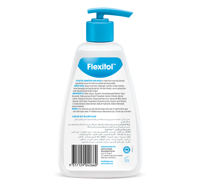Flexitol Sensitive Skin Wash 250ml - Gentle Cleansing Formula for Dry and Irritated Skin