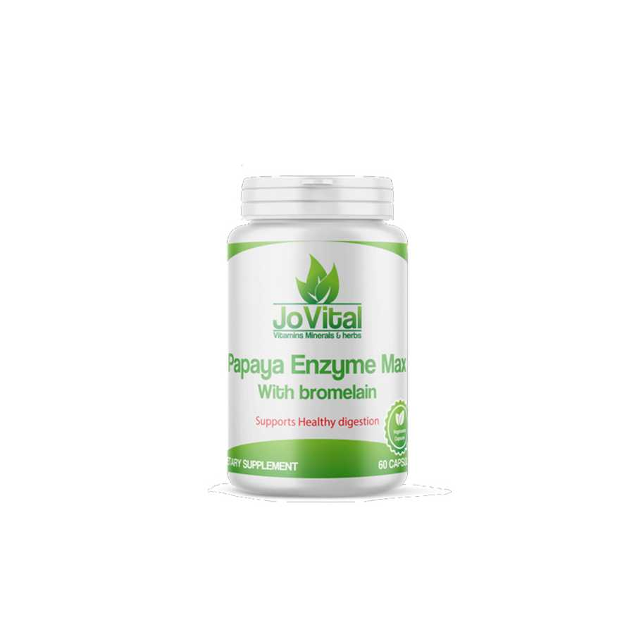 Jovital Papaya Enzyme Max with Bromelain Digestive Support Supplement - 60 Capsules