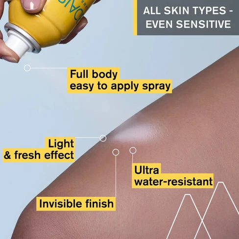 Uriage Bariésun Dry Mist SPF50+ 200ml – invisible, high-protection dry sun spray for face and body, enriched with Uriage Thermal Water, available at HealthBoutiqueJo.com