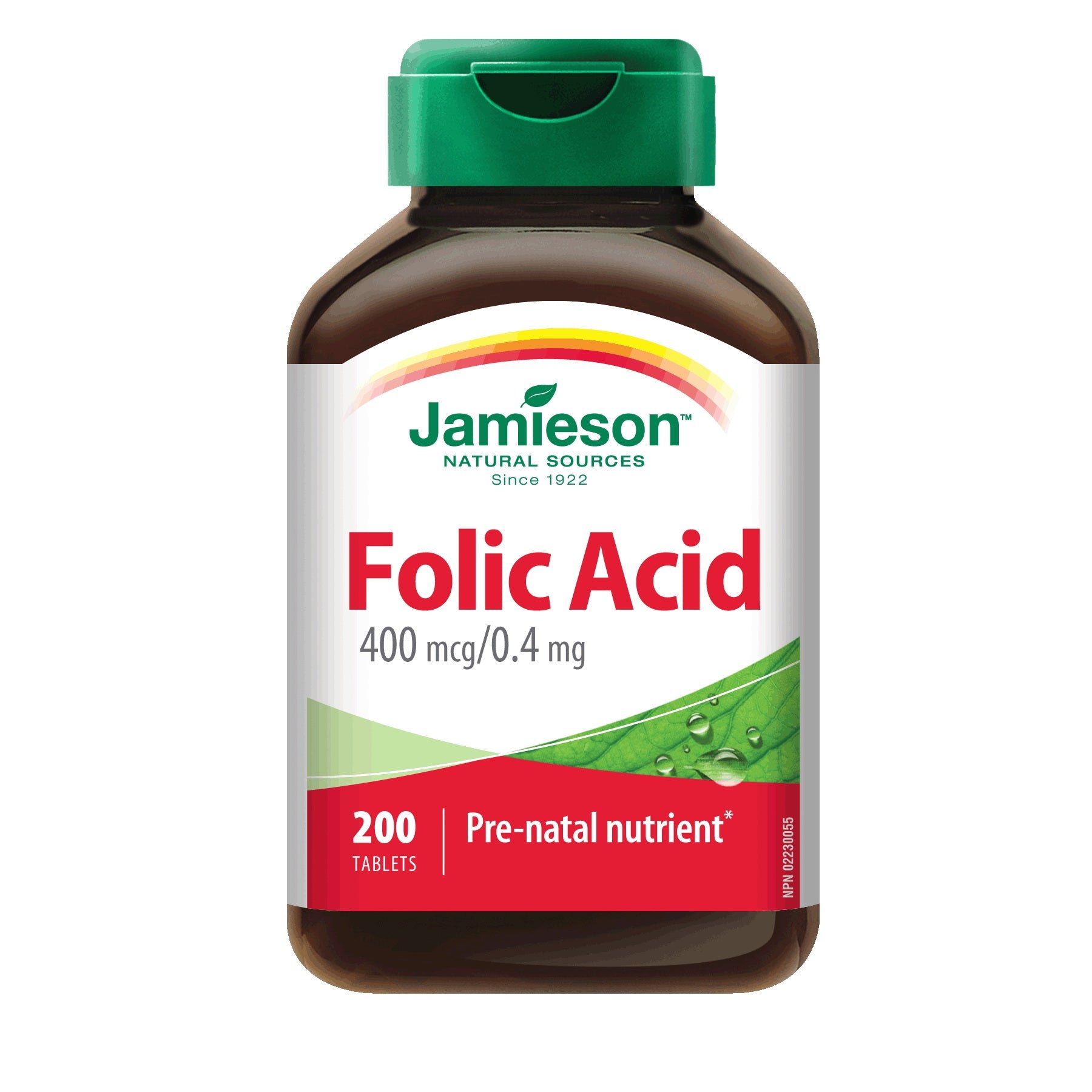 Jamieson folic acid 400 mcg tablets vitamin B9 prenatal red blood cell support 200 tablets Health Boutique