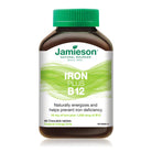 Jamieson iron plus B12 chewable tablets red blood cell energy fatigue support supplement 45 tablets Health Boutique